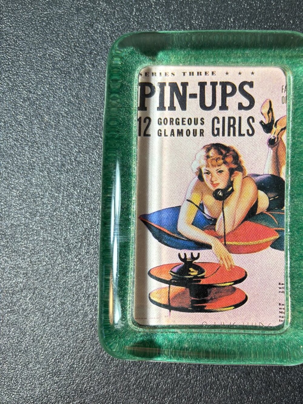 Vintage Thick Glass Pin-Up Girl Paperweight